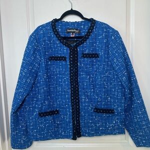 NEW Painted Pony Tweed Blue/Black & White Blazer Lady Jacket, Size 2X